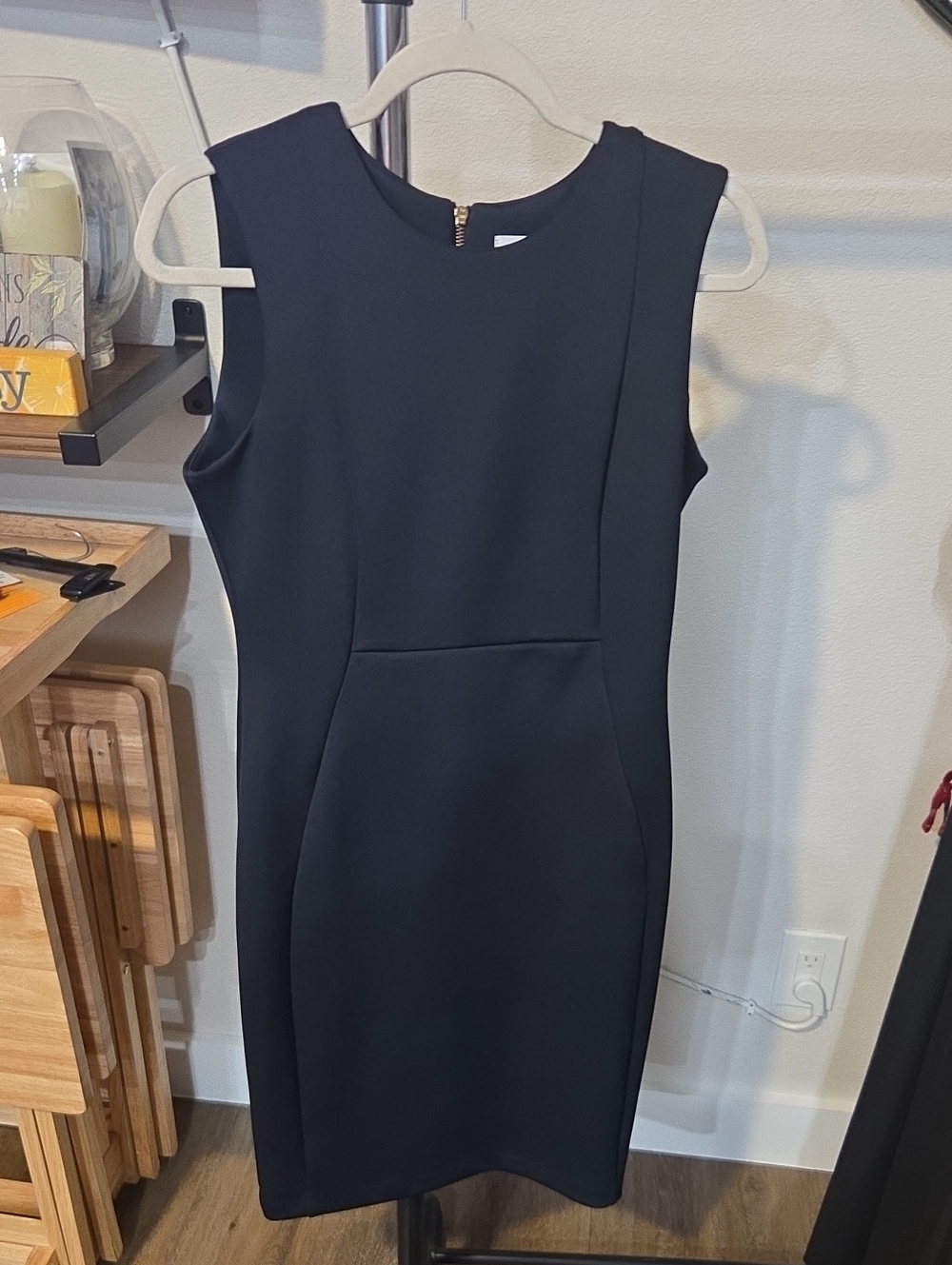 Calvin Klein Black Sleeveless Midi Sheath Dress